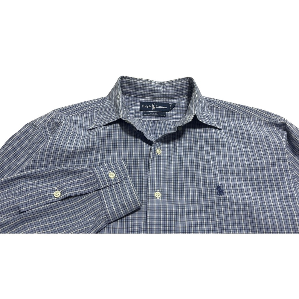 Ralph Lauren Mcmeel Shirt Mens Small Blue Check Button Front Long‎ Sleeve Pony